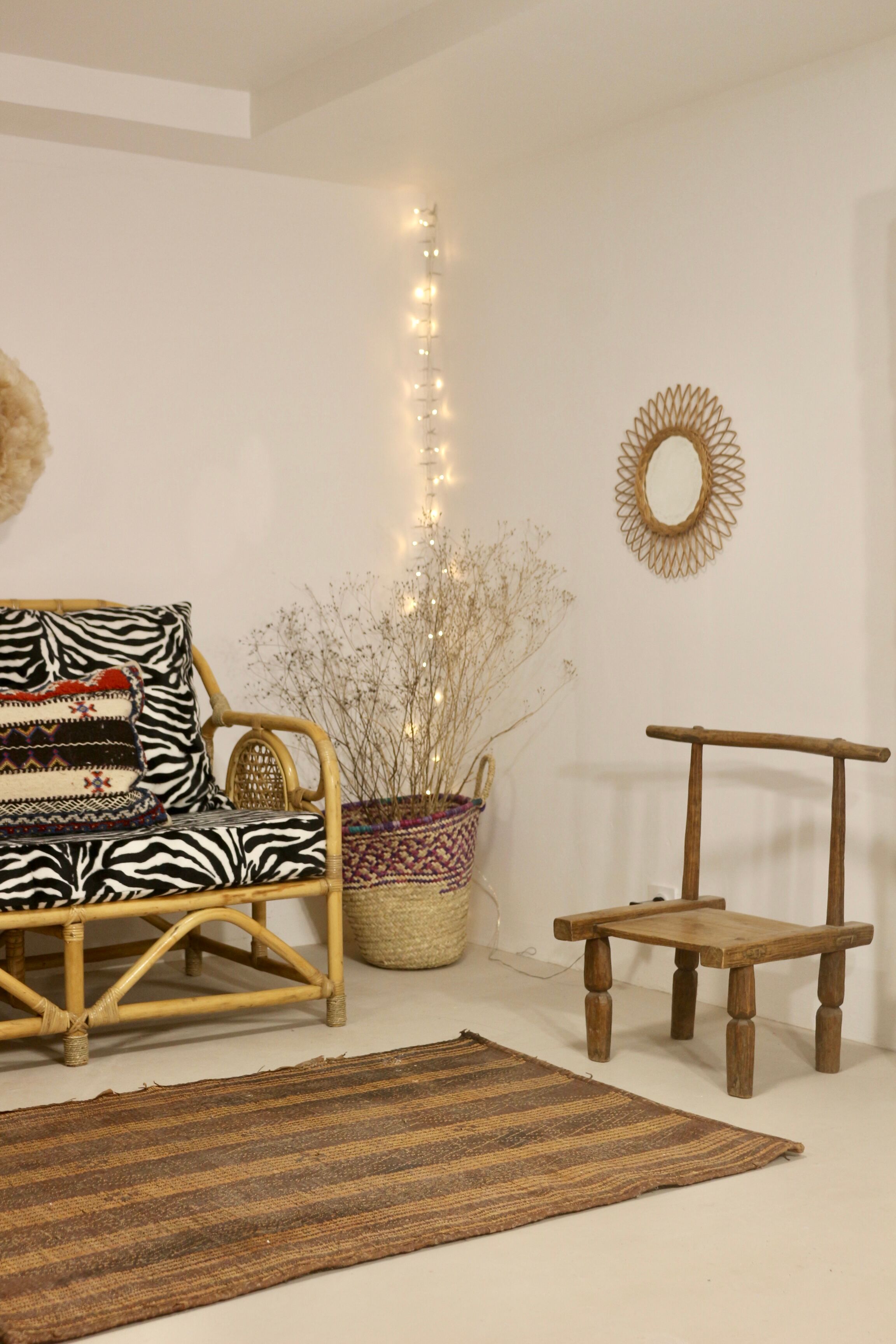 Vintage rattan sofa 2 places year 60