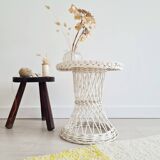 White rattan wicker table or side table