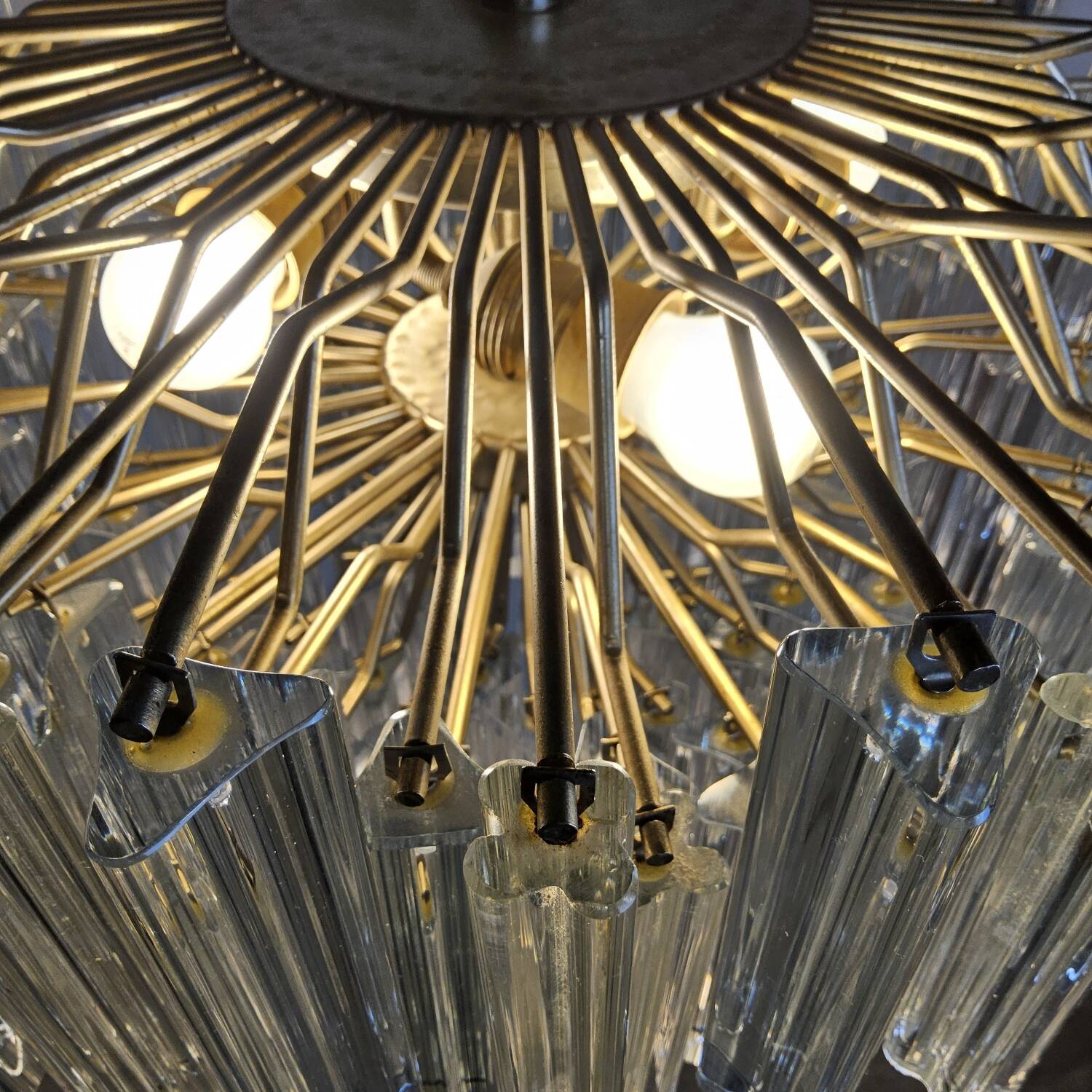 Vintage Italian crystal chandelier Venini Triedi Murano (1960s)