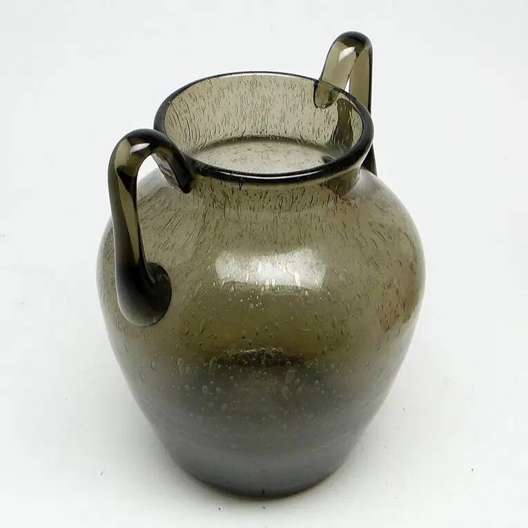 Postmodern vase, olive antico glass, designed by Z. Horbowy, Poland, 1970s