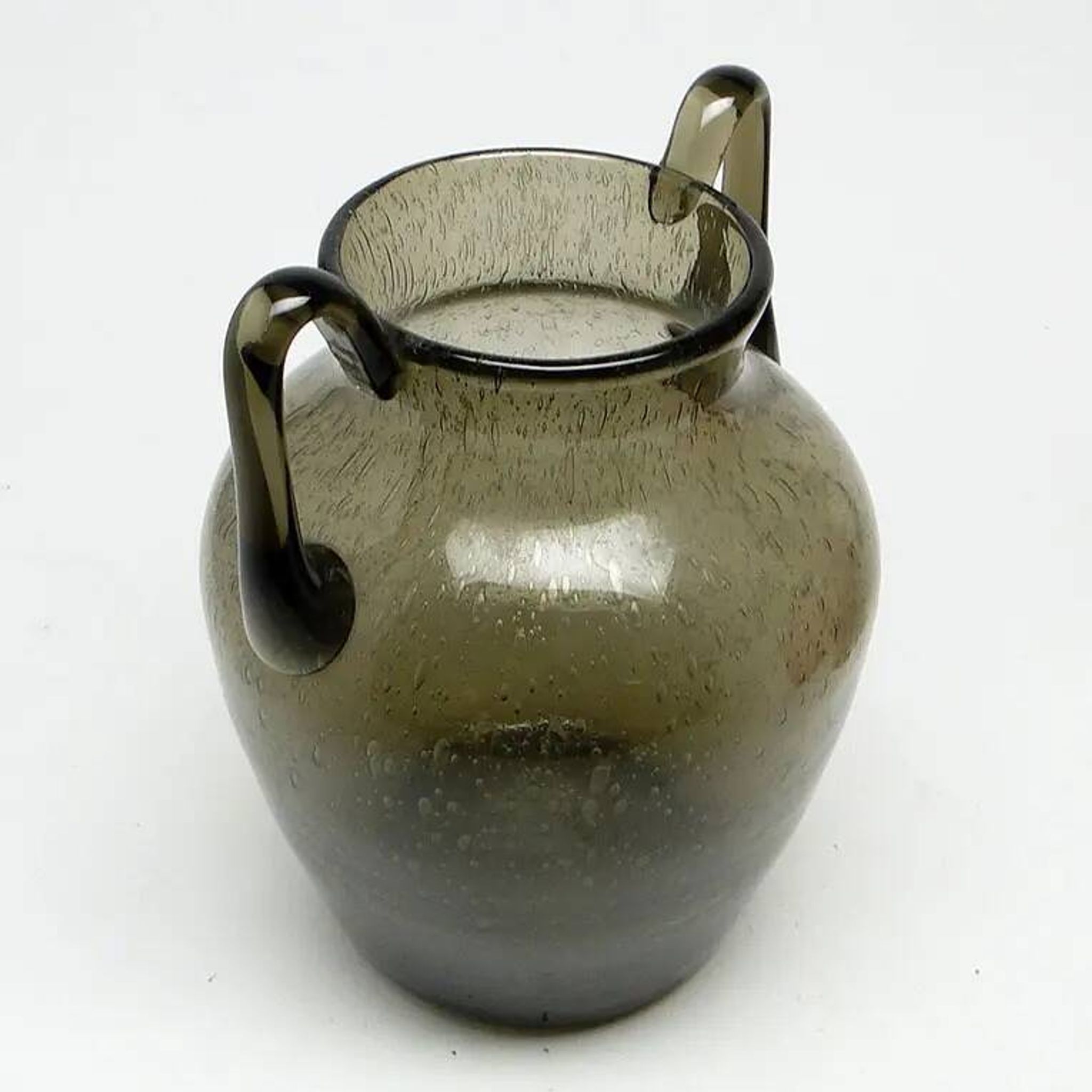 Postmodern vase, olive antico glass, designed by Z. Horbowy, Poland, 1970s