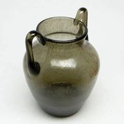Postmodern vase, olive antico glass, designed by Z. Horbowy, Poland, 1970s