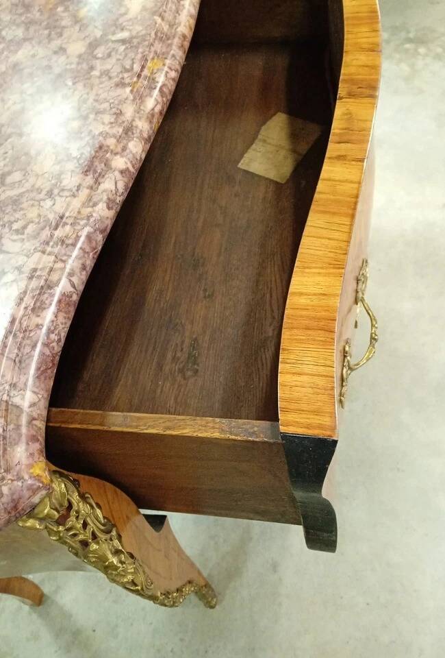 Very rare wig chest with a drawer in Louis XV style with marquetry.
