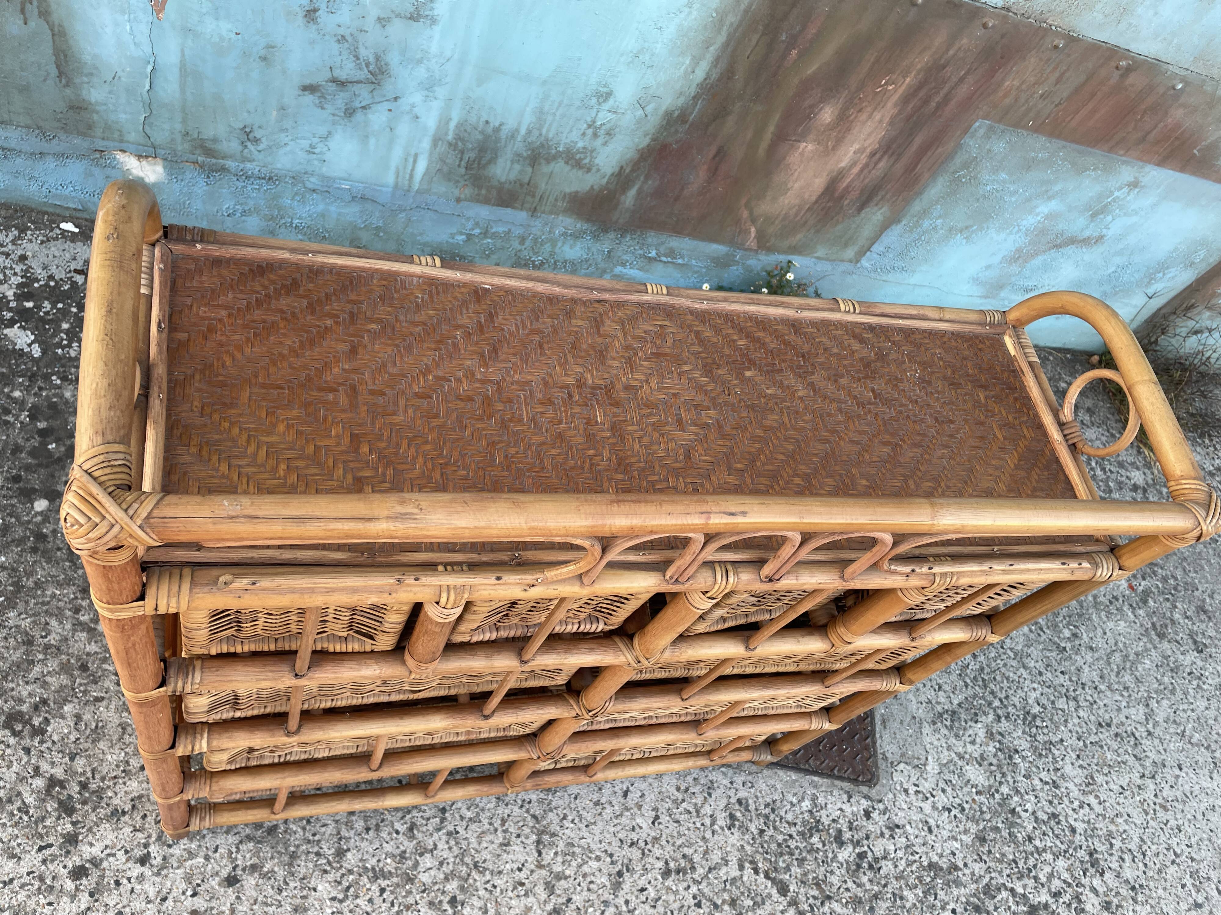 Rattan storage cabinet