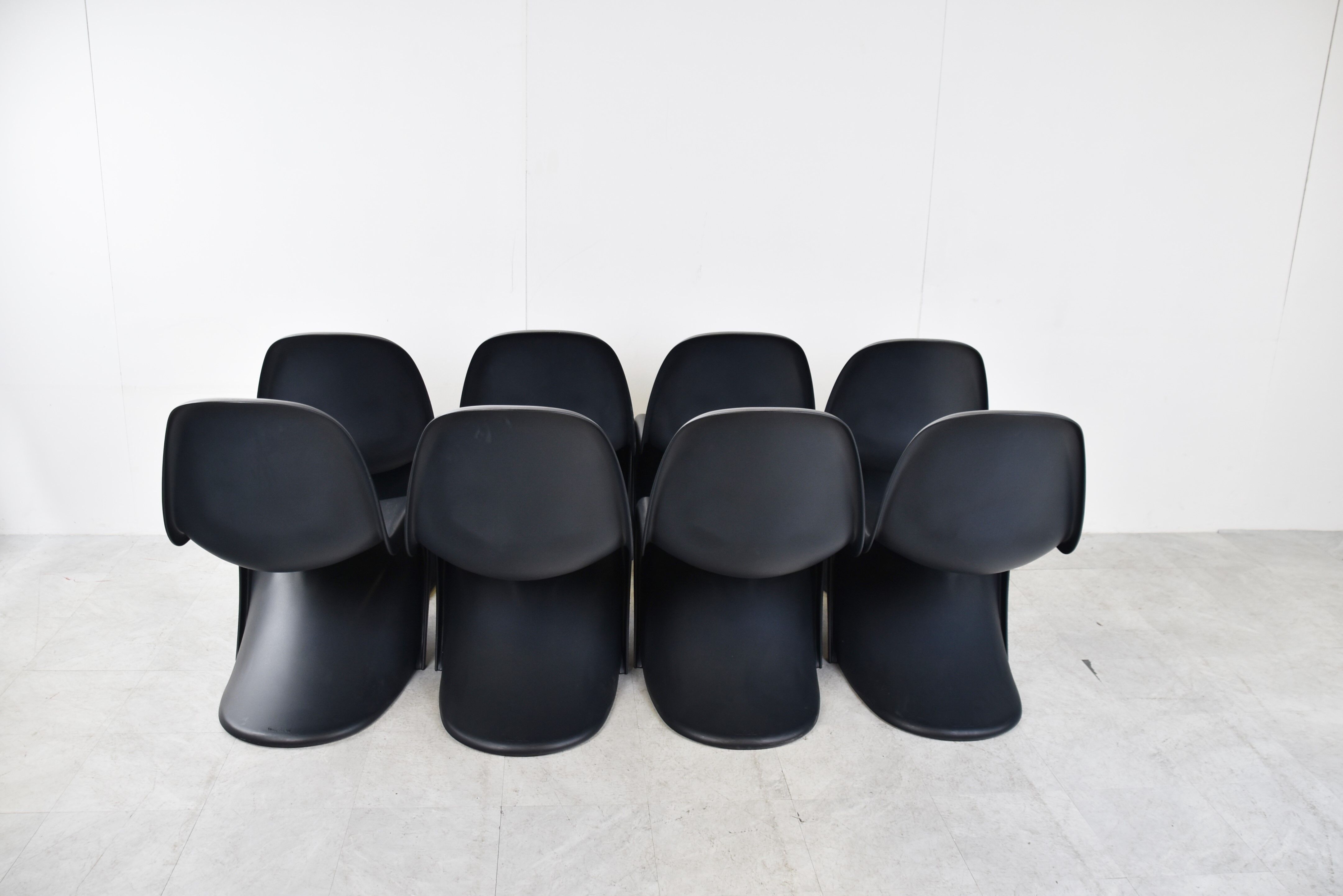 Black panton dining chairs, set of 8