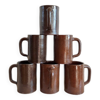 6 Pyrite-coated terracotta mugs