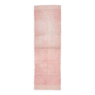 Tapis de couloir vintage 100 % laine rose 67 x 215 cm