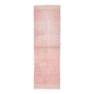 %100 Rose Pink Wool Vintage Runner Rug 67x215Cm