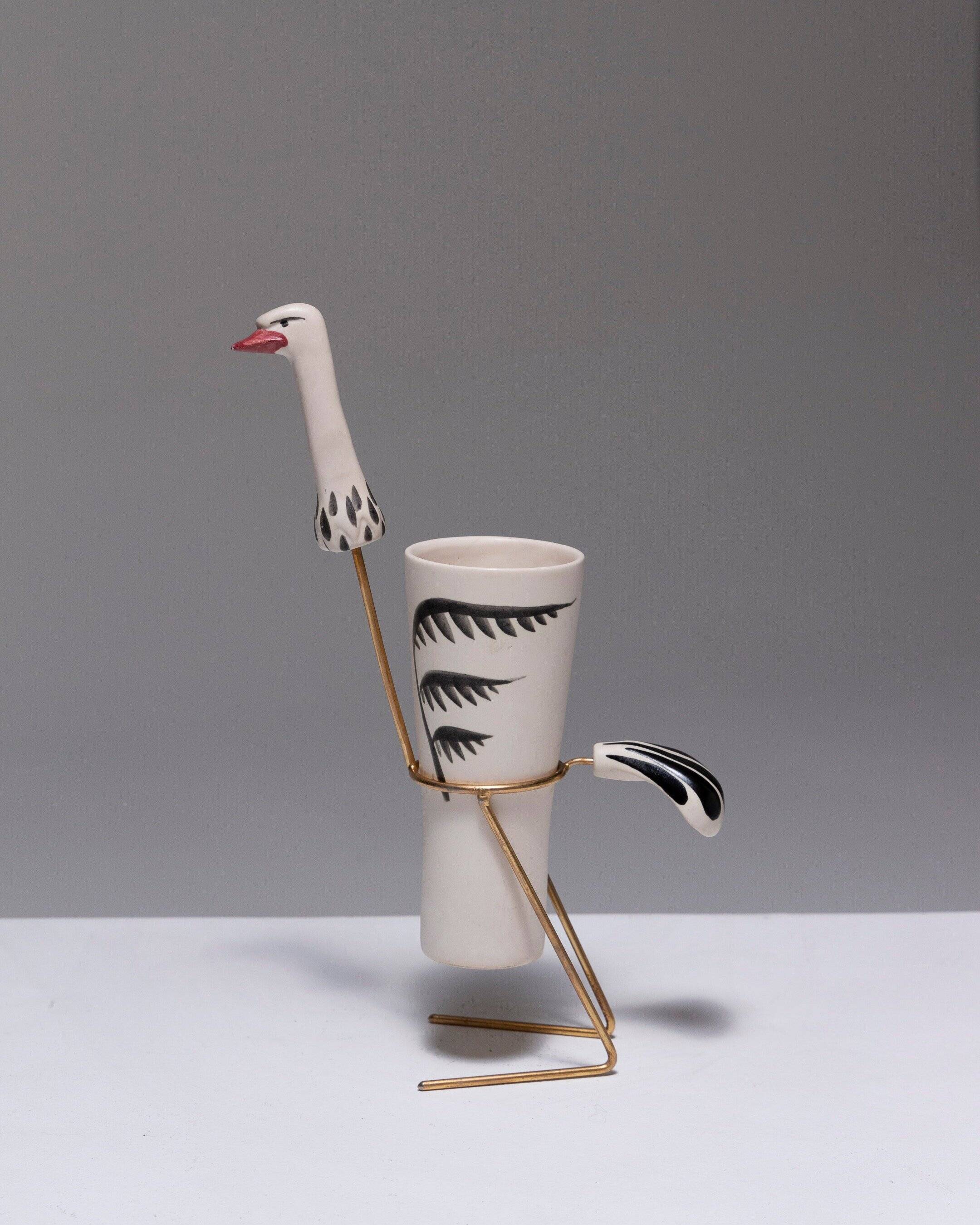 High ostrich earthenware mug, 1960s