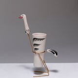 Tall ostrich earthenware mug, 1960s