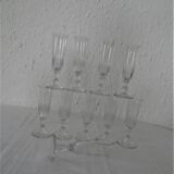 10 Louis Philippe flutes elegant old blown glasses bulled