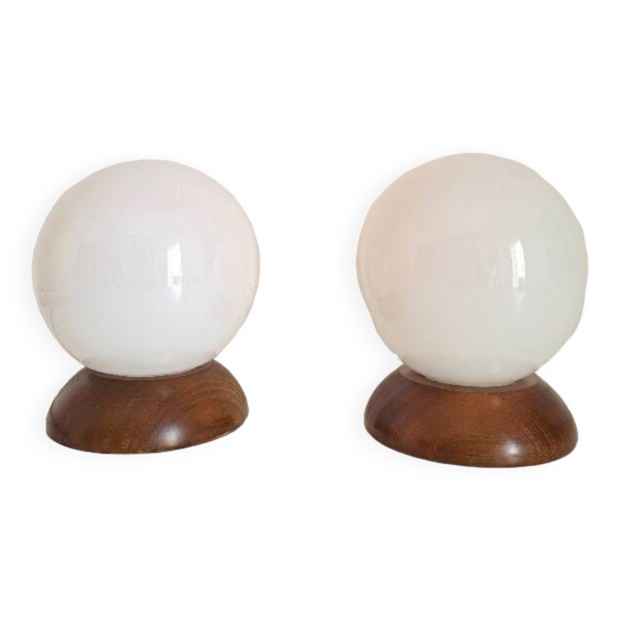 Pair of wooden bedside lamps