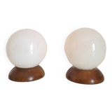 Paire de lampes de chevet en bois