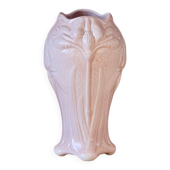 Large antique Art Nouveau majolica vase signed Salis-les-Bains