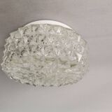 Mid century clear round crystal glass ceiling wall flush mount lamp