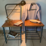 Pair of vintage boarding school chairs or bedside tables