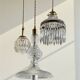 Suspension cascade triple Holophanes and vintage pendants