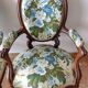 Pair armchairs Louis Philippe solid floral mahogany