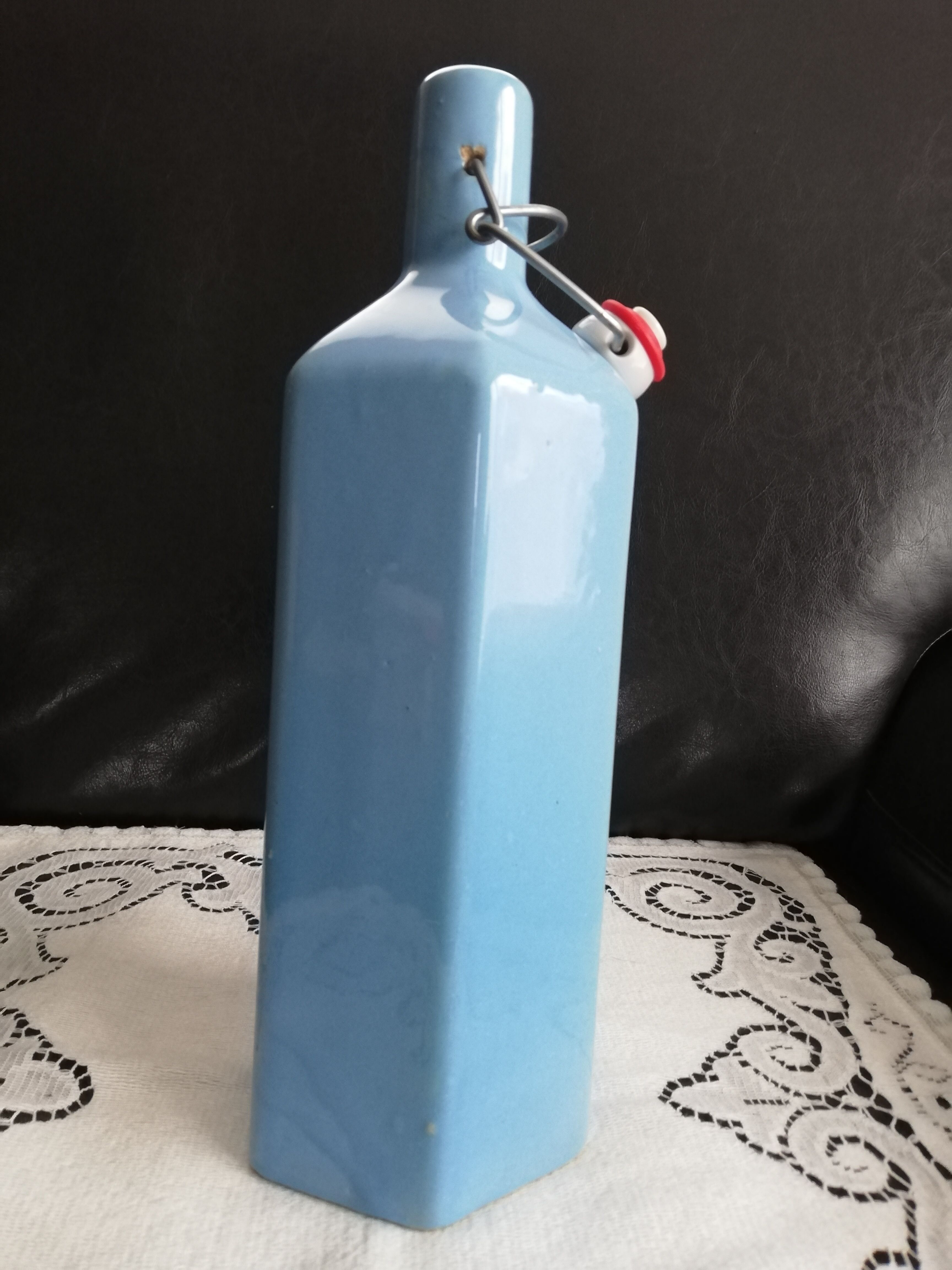 Blue ceramic hot water bottle