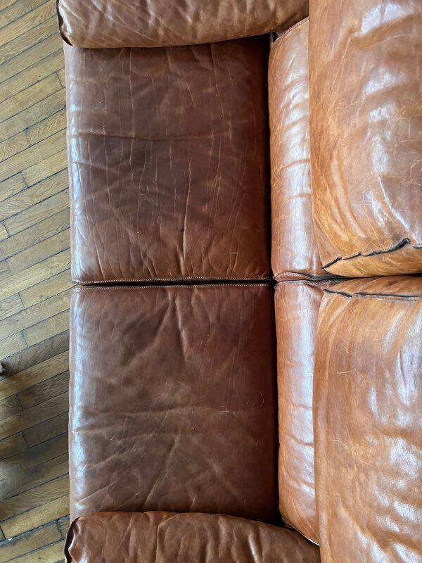 Brown leather sofa by Marco Milicich for Baxter Arcon, 1970s