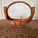 Woven wicker fruit basket 1960
