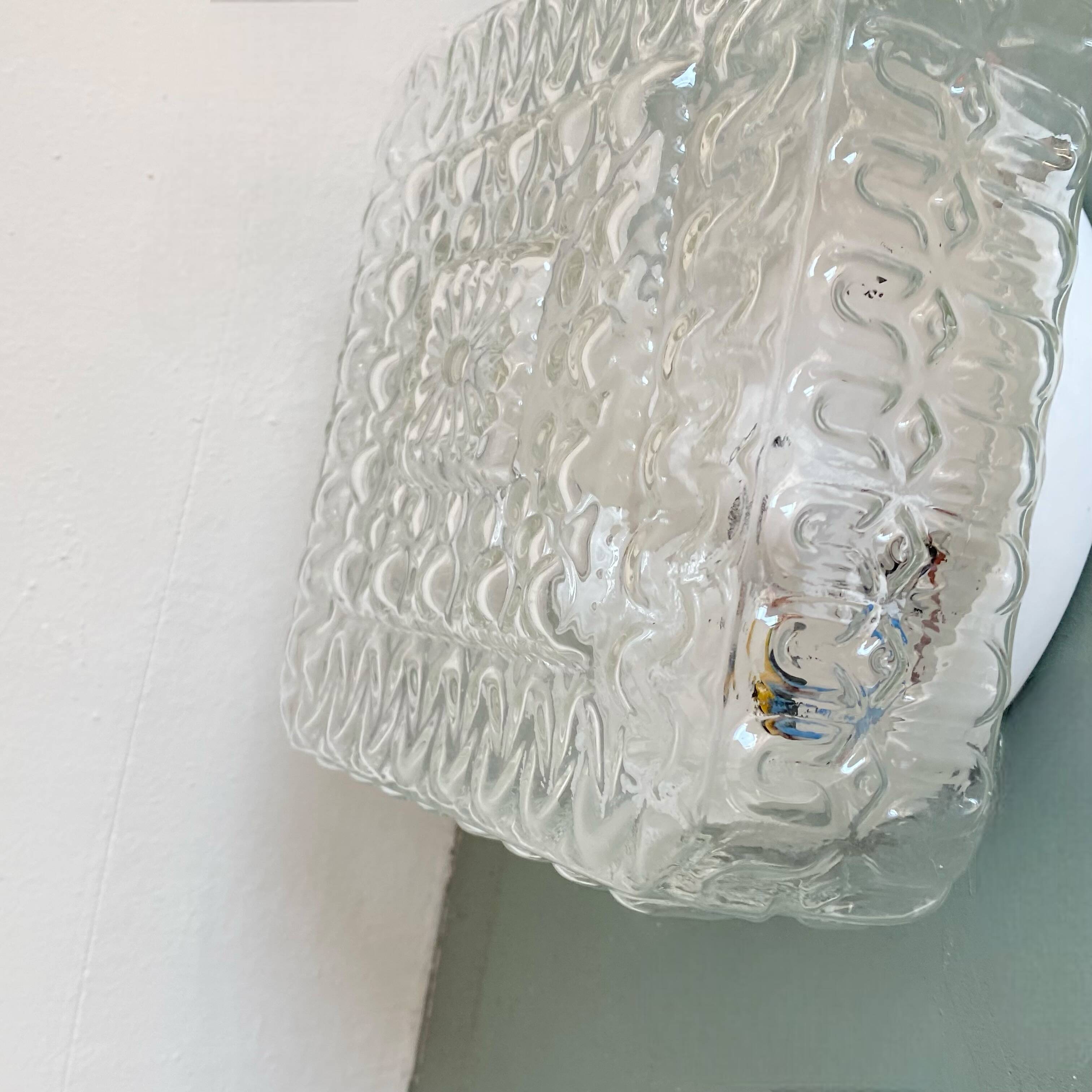 Square wall light ceiling light transparent glass gold 1970 1980 seventies