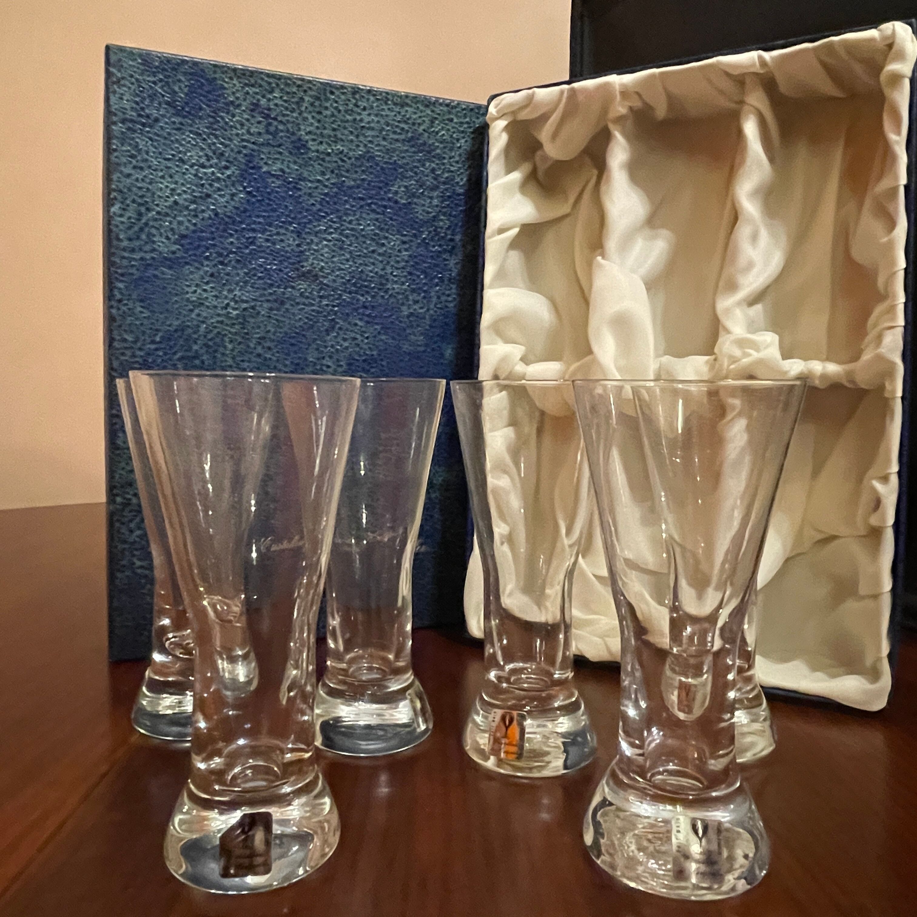 Box of 6 crystal glasses Hartzviller design 50 in box.