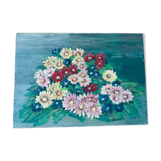 Oil on canvas small flowers