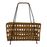 Magazine rack in filigree rattan and steel, 1960s