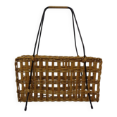 Magazine rack in filigree rattan and steel, 1960s