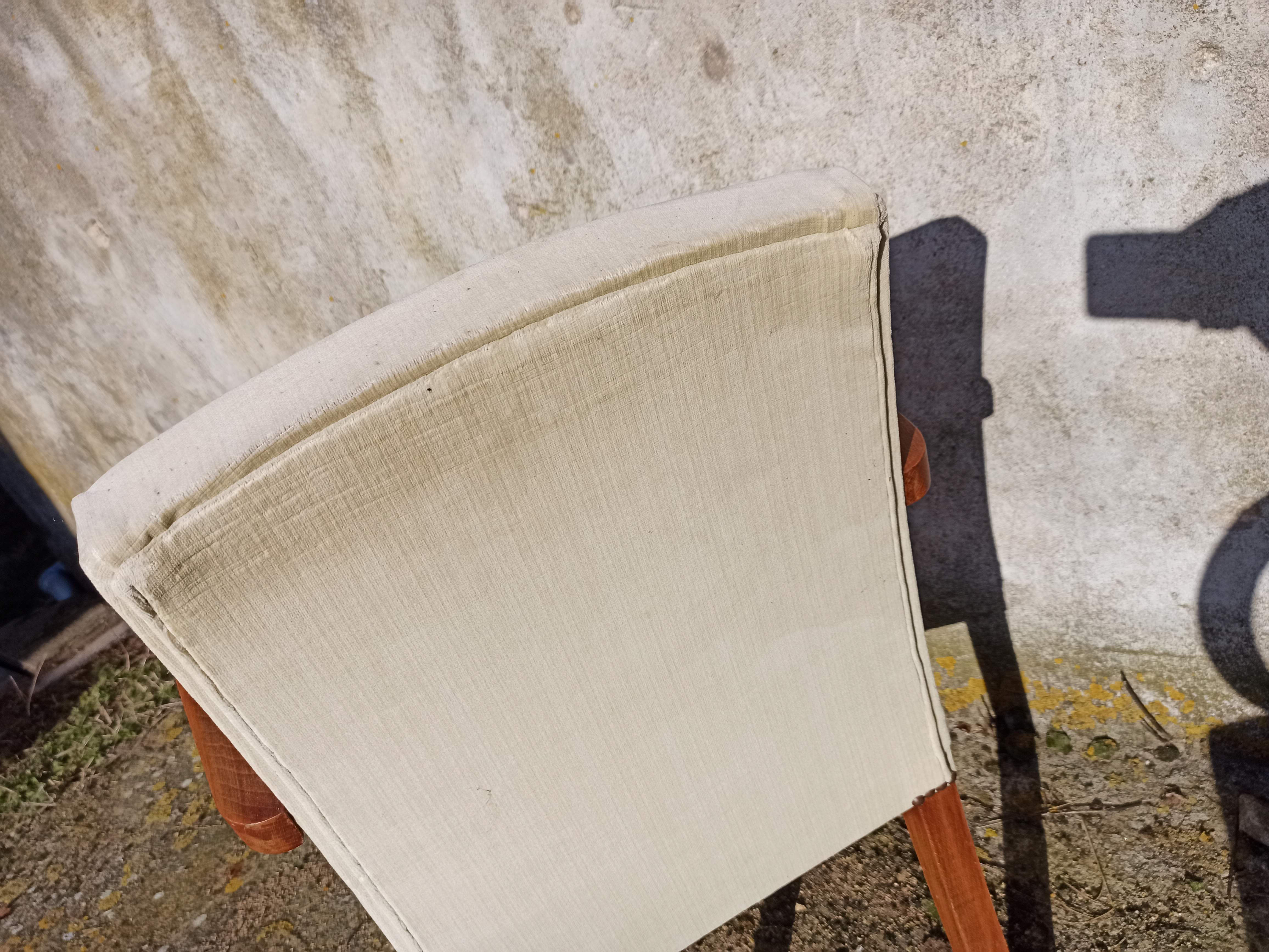 Pair of bridge armchairs from the 50s off-white velvet