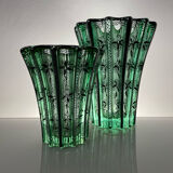 Ensemble de deux vases Pierre D’Avesn & Saint Graal Cristal c.1930 Art Déco