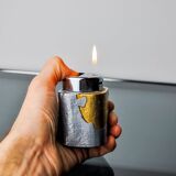 Brutalist lighter by Art3, Brass and aluminum, 1970, Spain