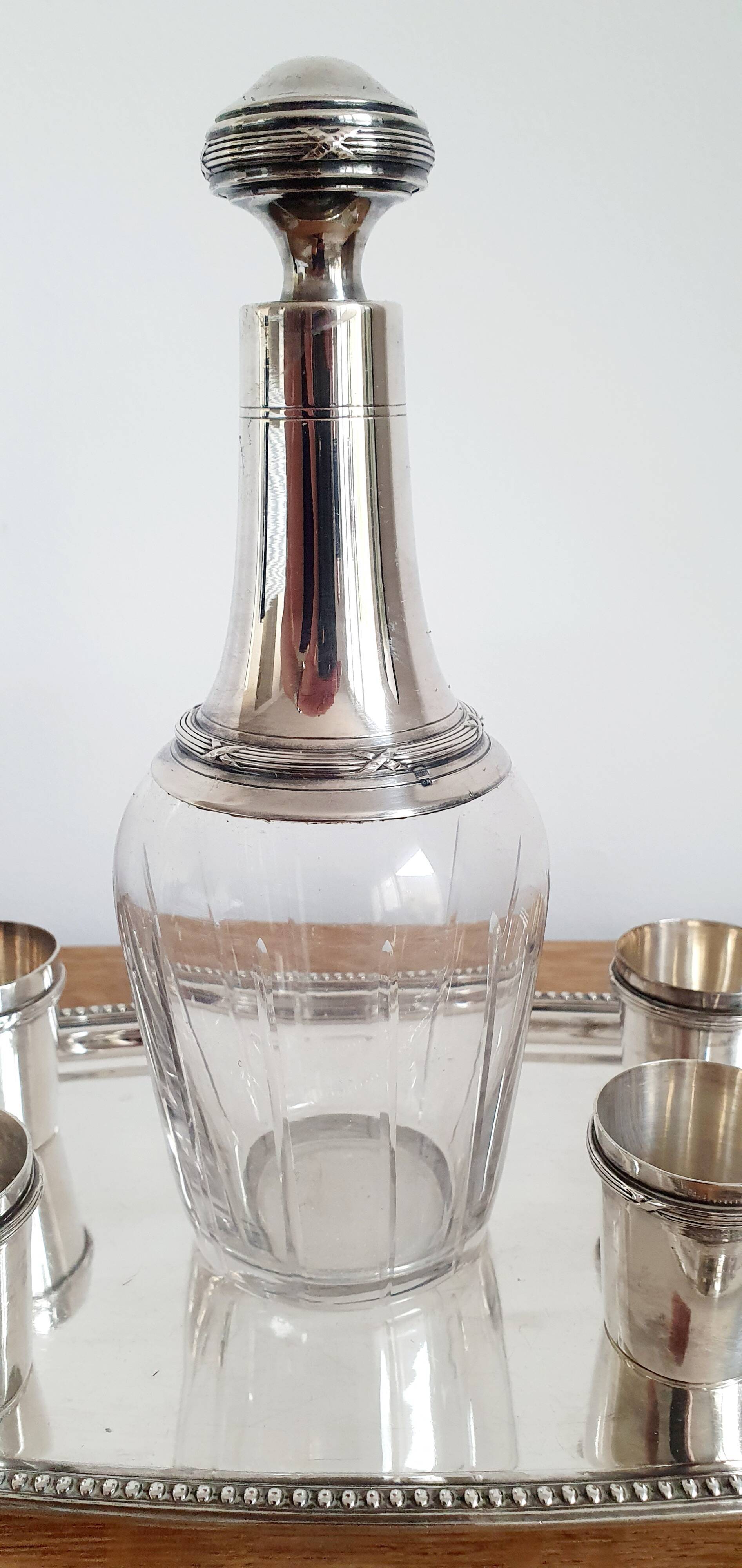 Silver and crystal liquor service