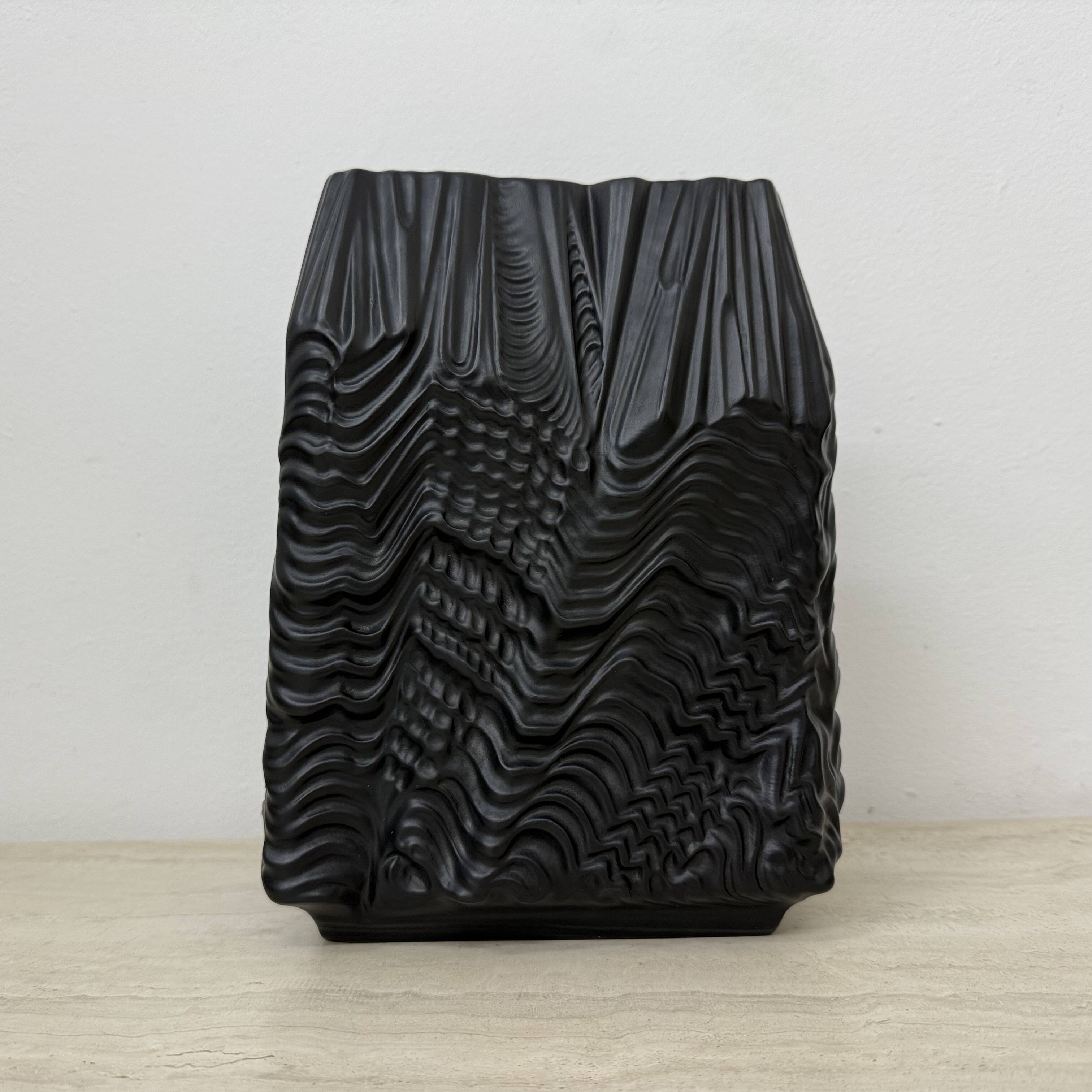 Rare Large Porcelain Rare Black ‘Kaskade’ Vase Martin Freyer for Rosenthal