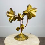 Lampe fleurs laiton doré années 70