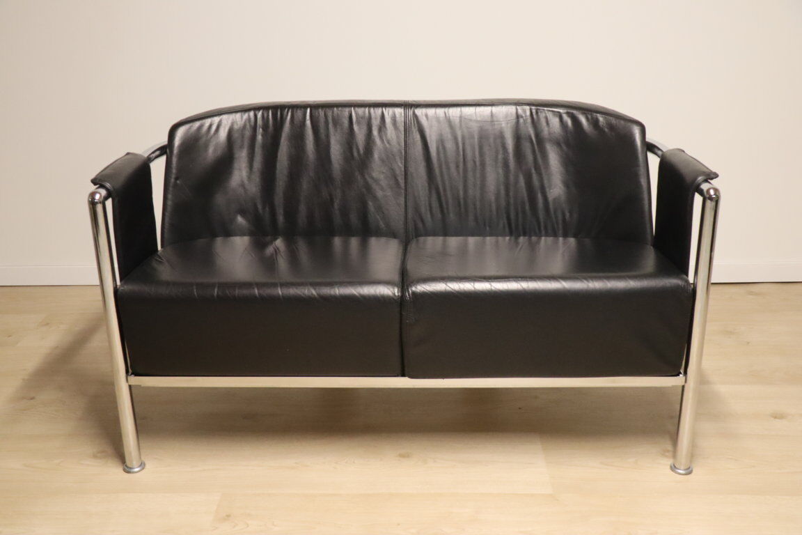 Vintage sofa in synthetic leather and chrome metal, 1970s