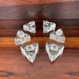 6 ice cube candle holders, molded glass
