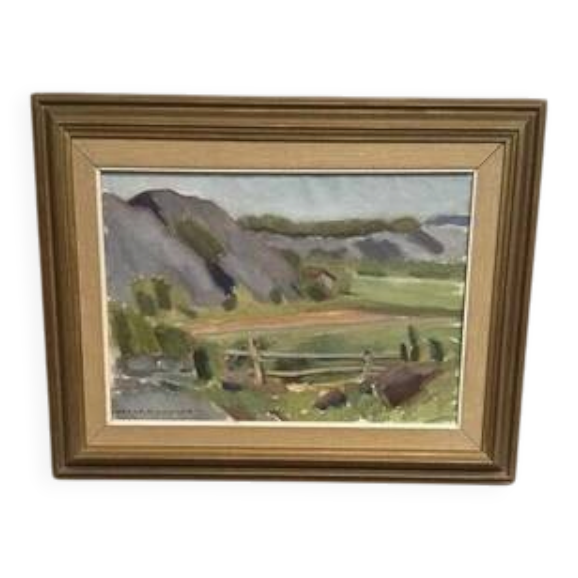 Oil on Canvas “Serene Landscape” by Martin Larson, Vintage & Framed
