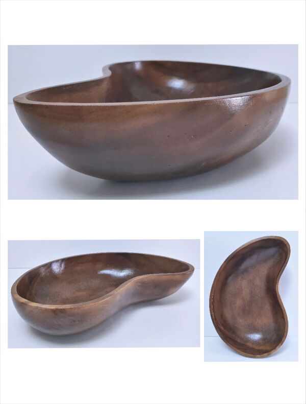 Coupe monoxyle forme haricot bois massif design