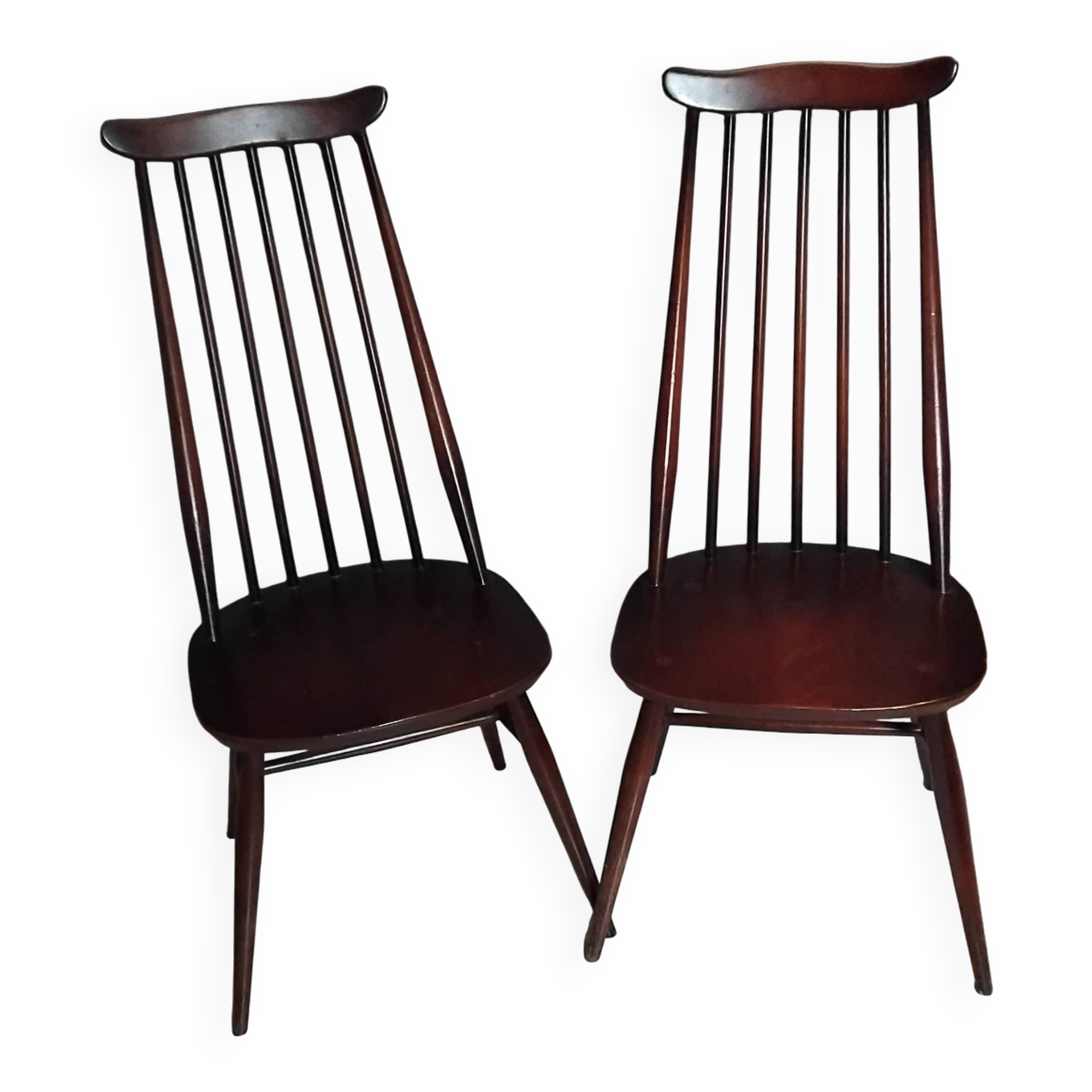Pair of Ercol Goldsmith Scandinavian chairs from the 1960s.