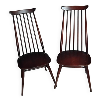 Pair of Ercol Goldsmith Scandinavian chairs from the 1960s.