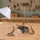 Articulated Daylight desk lamp with magnifying glass and clamp – Aged brass finish