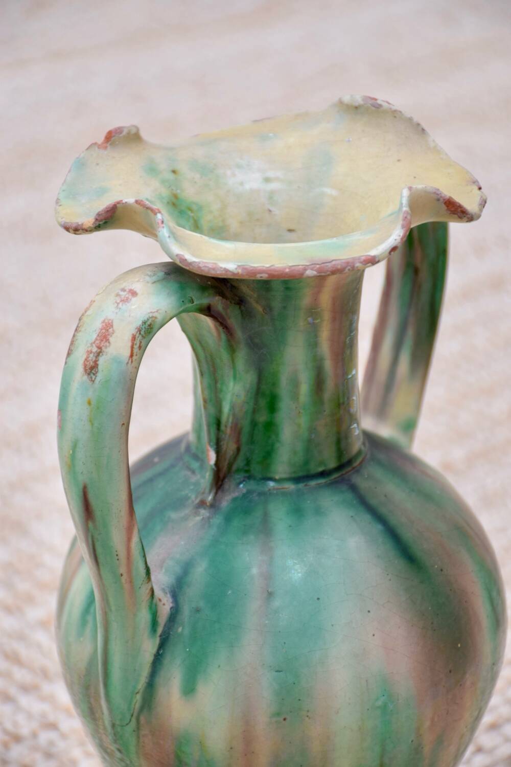 Mint green glazed ceramic amphora vase