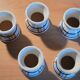 5 devil's egg cups in earthenware, Poitou model from Sarreguemines.