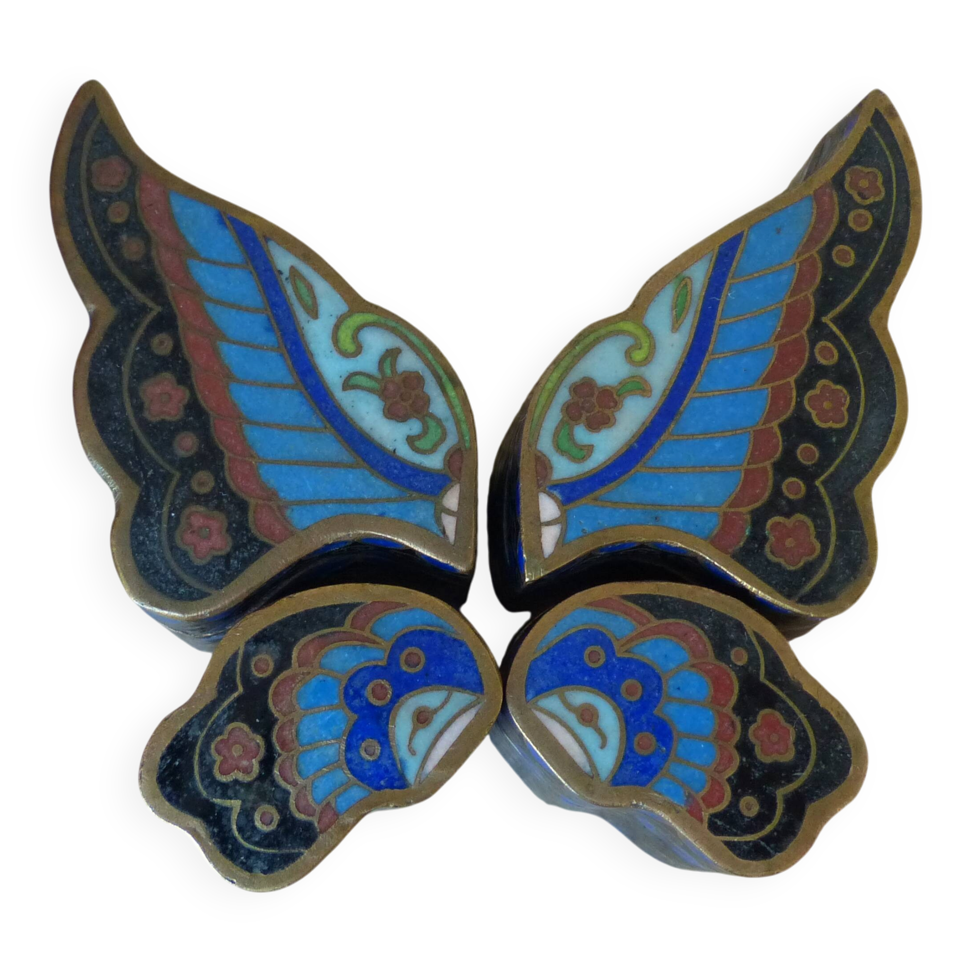 Ancienne boîte papillon chinoise en cloisonné puzzle – Émail