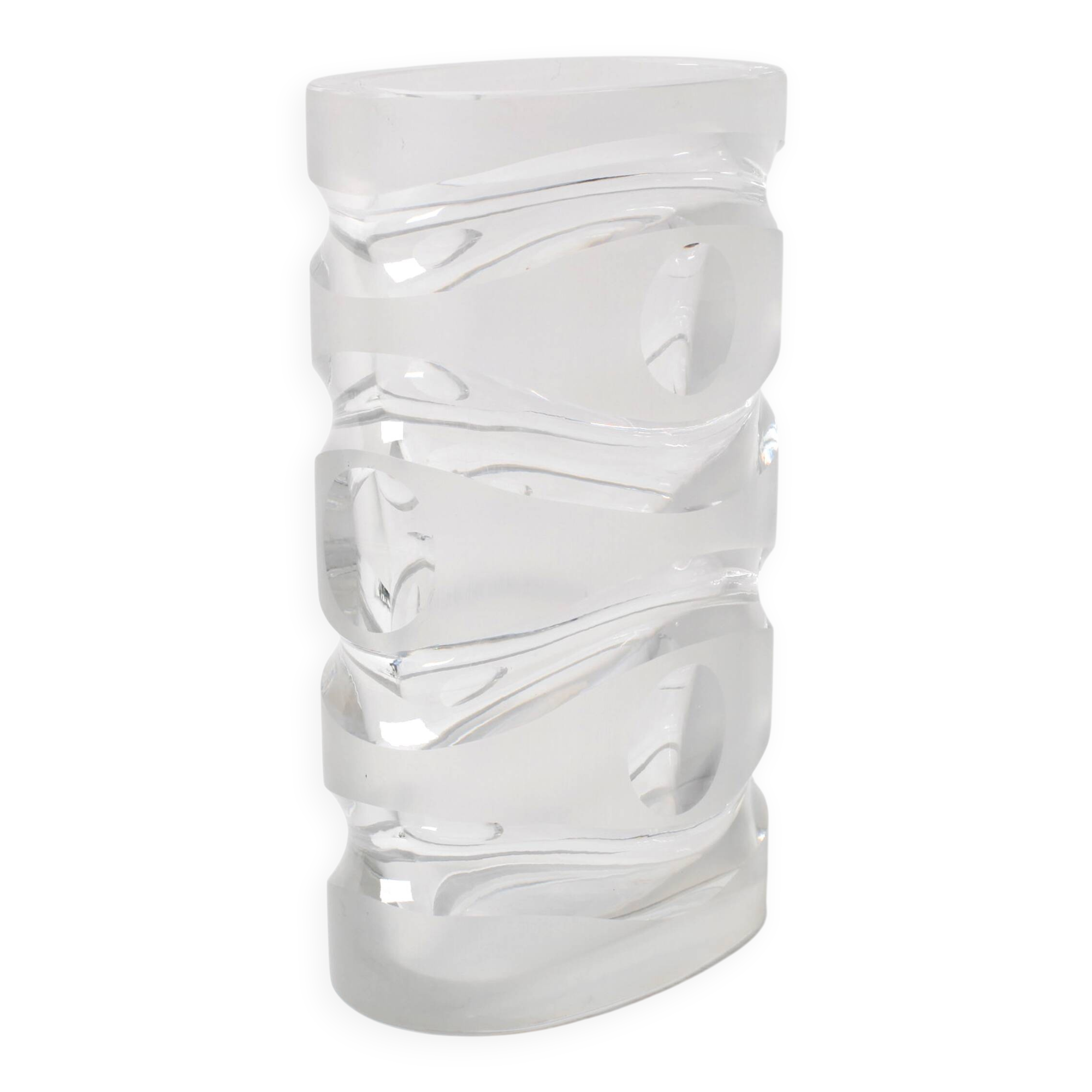 Mid-Century Iced Crystal Glass Vase: Peill & Putzler, Germany, 1960s