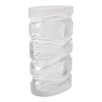 Mid-Century Iced Crystal Glass Vase: Peill & Putzler, Germany, 1960s