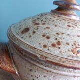Covered sugar bowl in Puisaye stoneware signed Jean-Pierre Prud'homme