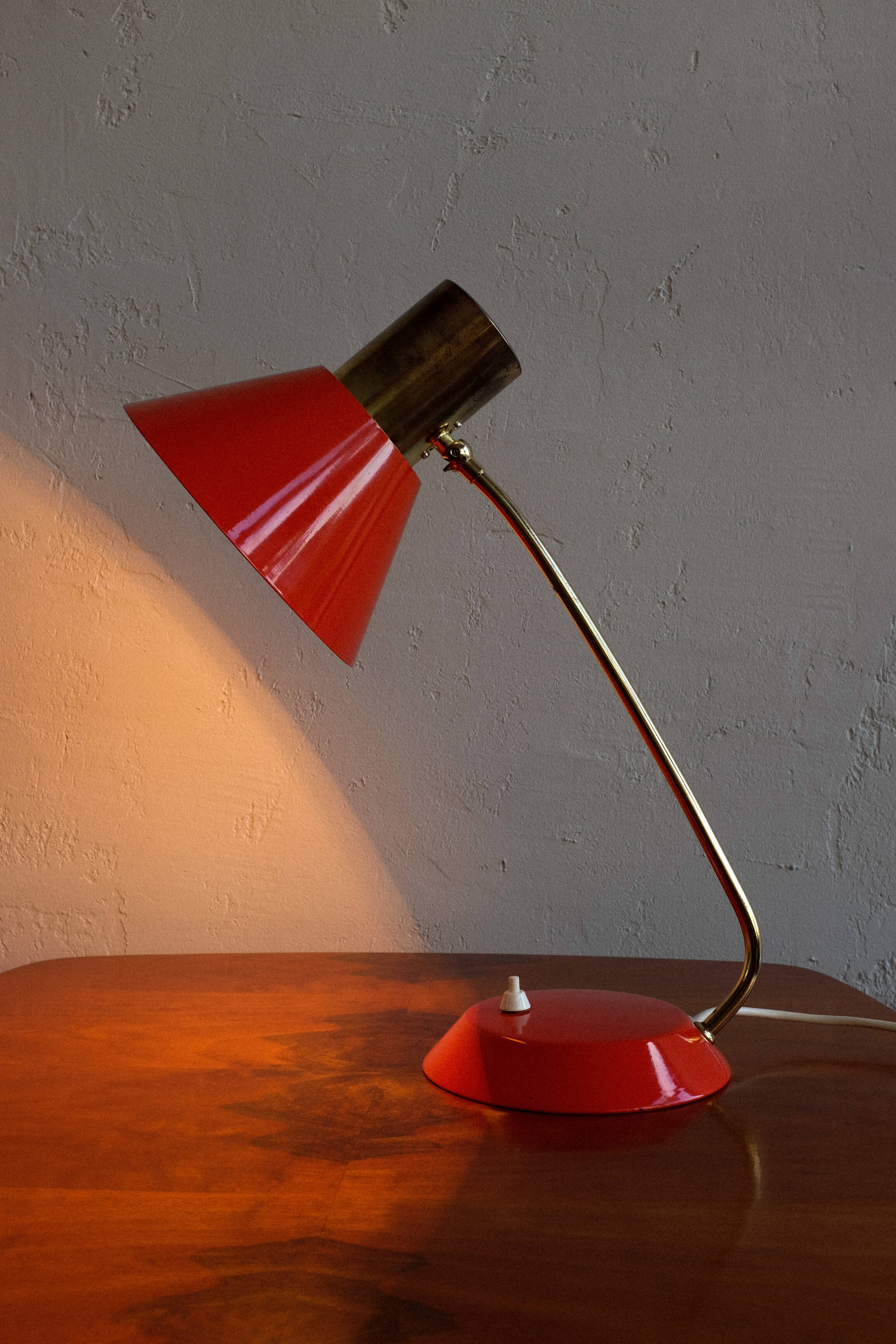 Vintage Red Table Lamp made by AKA Germany, 1960